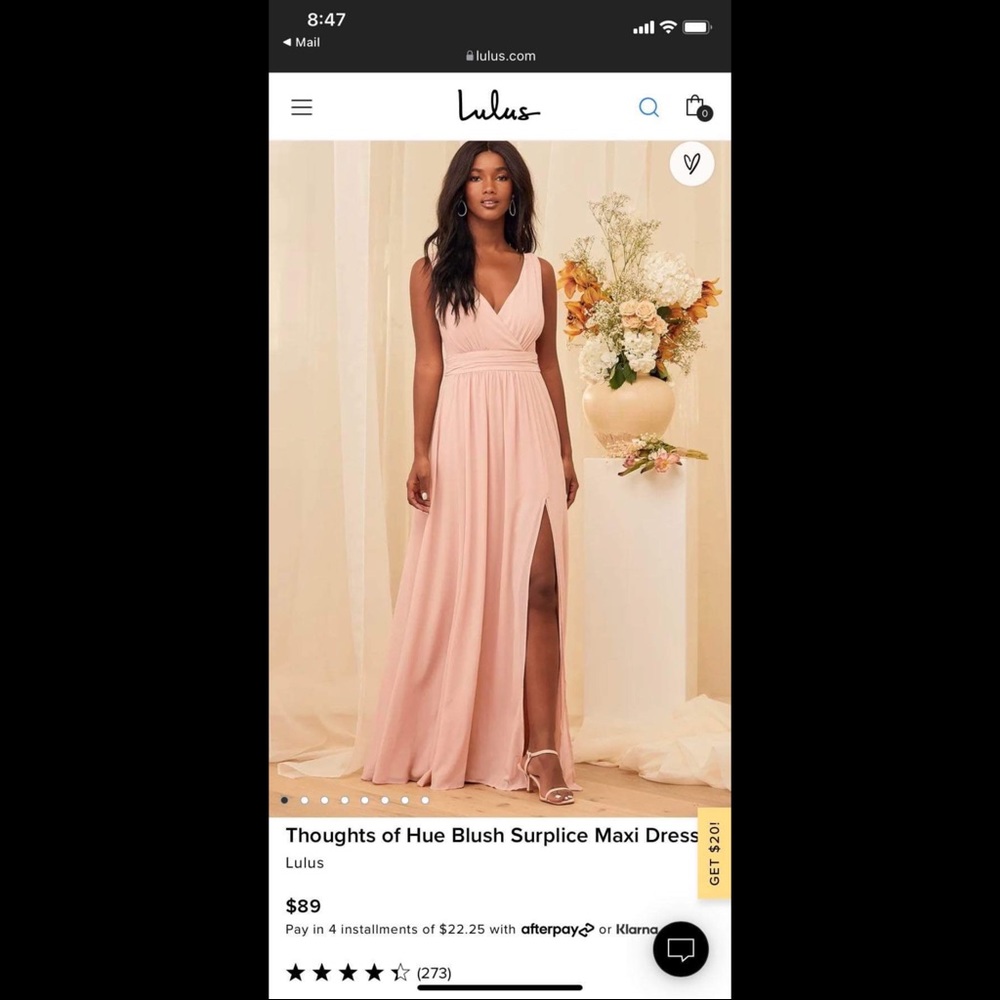 Lulus Thoughts of Hue Blush Surplice Maxi Dress/ bridesmaid dress